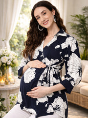 Soft Printed Pregnancy Wrap Top for Women