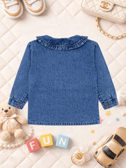 GIRLS BLUE DENIM COTTON FULL SLEEVE SHIRT