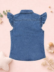 Girls Blue Denim Cotton Shirt