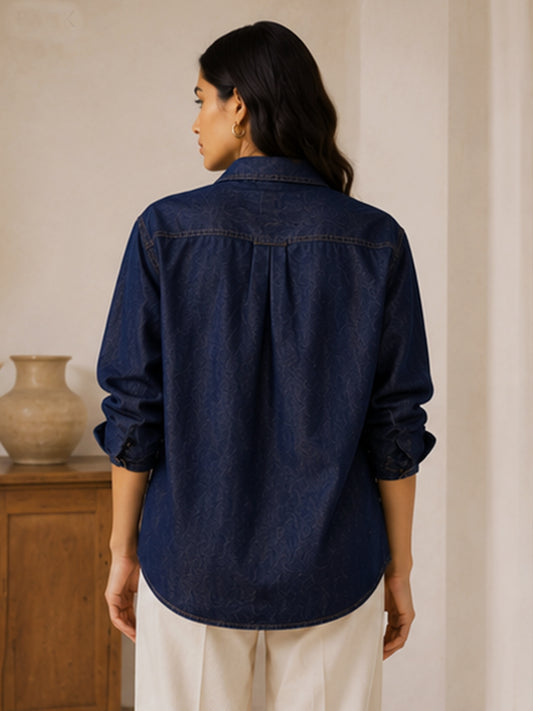 CLARA DARK INDIGO DENIM OVERSIZED SHIRT