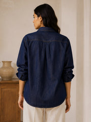 CLARA DARK INDIGO DENIM OVERSIZED SHIRT