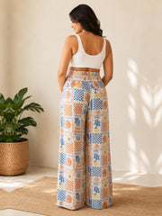PINK RAYON PATCH WOMEN'S MATERNITY SMOKED BOTTOM