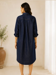 SARA DARK INDIGO DENIM SHIRT DRESS