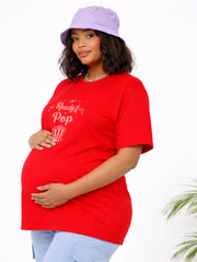 RED SOFT BIO-WASHED MATERNITY T-SHIRT