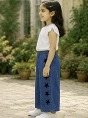 GIRLS SOFT COTTON DENIM PALAZZO PANTS