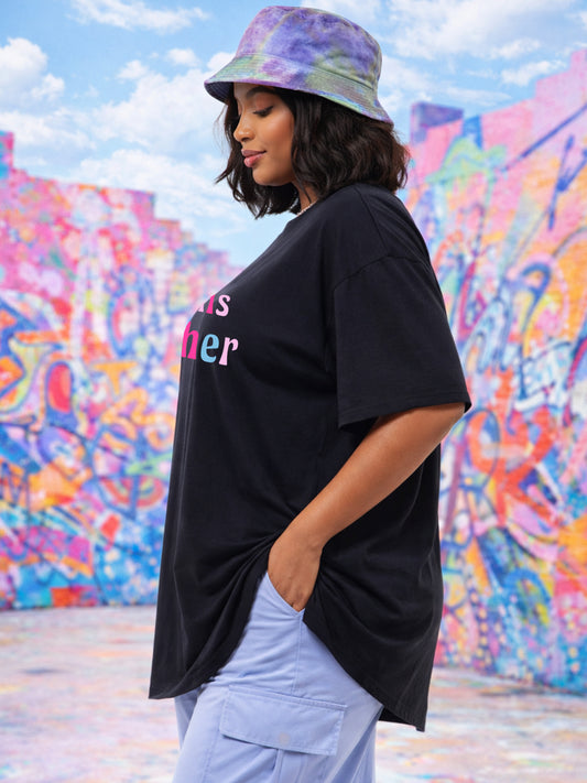 Women's Black Graphic Print Cotton T-Shirt