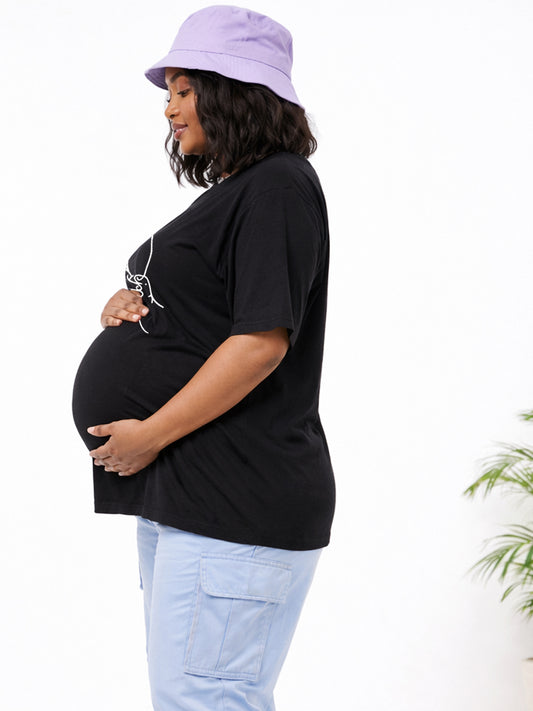 BLACK SOFT BIO-WASHED MATERNITY T-SHIRT
