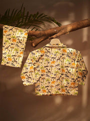 Kids Safari Animal Print Cotton Night Suit Set