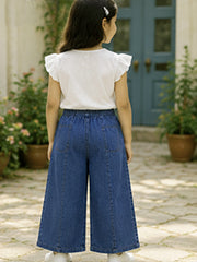 GIRLS SOFT COTTON DENIM PALAZZO PANTS