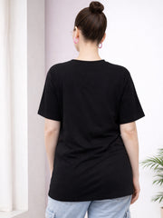 BLACK SOFT BIO-WASHED MATERNITY T-SHIRT