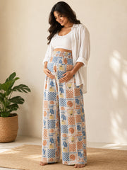 PINK RAYON PATCH WOMEN'S MATERNITY SMOKED BOTTOM