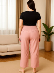 PINK RAYON WOMEN'S MATERNITY SMOKED BOTTOM