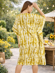 OLIVE TIE-DYE MATERNITY COTTON KAFTAN WITH FEEDING ZIPPER