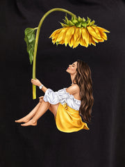 Women's Sunflower Graphic Cotton Knit Night Dress