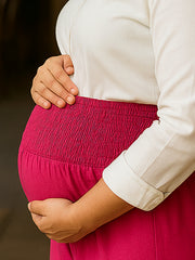 FUSHIA RAYON WOMEN'S MATERNITY SMOKED BOTTOM