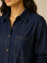 SARA DARK INDIGO DENIM SHIRT DRESS