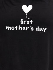 BLACK MATERNITY COTTON KNIT NIGHTDRESS WITH PRINT
