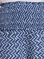 BLUE COTTON ZIG-ZAG WOMEN'S MATERNITY SMOKED BOTTOM