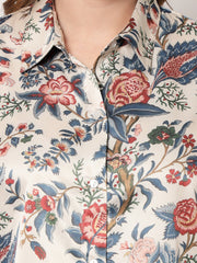 Cream Floral Maternity Shirt for Women