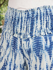BLUE COTTON TIE-DYE WOMEN'S MATERNITY SMOKED BOTTOM