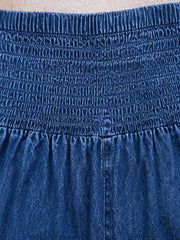 BLUE COTTON DENIM WOMEN'S MATERNITY SMOKED JOGGER