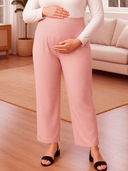 PINK RAYON WOMEN'S MATERNITY SMOKED BOTTOM