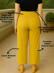 MUSTARD RAYON WOMEN'S MATERNITY SMOKED BOTTOM