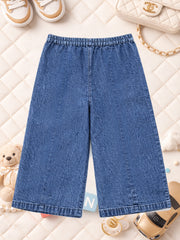 GIRLS SOFT COTTON SOLID DENIM PALAZZO PANTS