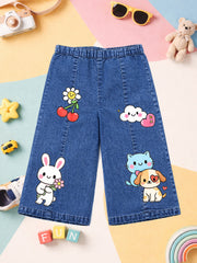 Girls Soft Cotton Denim Wide Leg Palazzo Pants