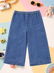 Girls Soft Cotton Denim Wide Leg Palazzo Pants