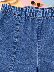 Girls Soft Cotton Denim Wide Leg Palazzo Pants