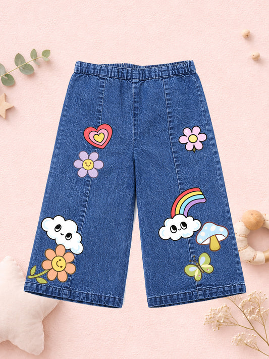 GIRLS SOFT COTTON DENIM PALAZZO PANTS